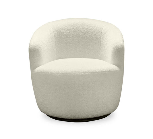 Chaise d'appoint pivotante courbée en tissu chenille bouclé Ivie 28,7 - Blanc | Fauteuil d'appoint pivotant courbé Ivie de 28,7 po en tissu chenille bouclé - blanc