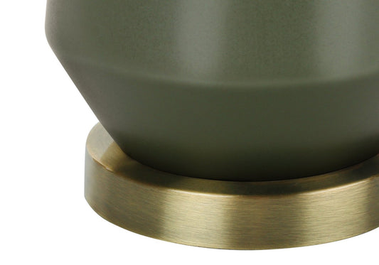 26 Lampe de table en céramique verte et dorée|Lampe de table en céramique verte et dorée de 26 po