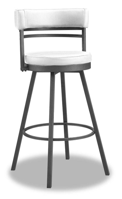 Tabouret de comptoir Mila avec siège pivotant, tissu en cuir végétalien, métal - Blanc | Tabouret de bar Mila en tissu de cuir végétalien et en métal avec siège pivotant - blanc