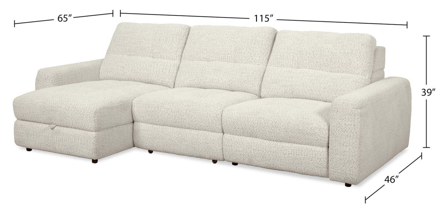 Scott Living Elevate Modular 3-Piece Left-Facing Chenille Fabric Power Sliding Sectional - Beige | Sofa sectionnel modulaire à coulissement électrique de gauche Elevate de Scott Living 3 pièces en tissu de chenille - beige