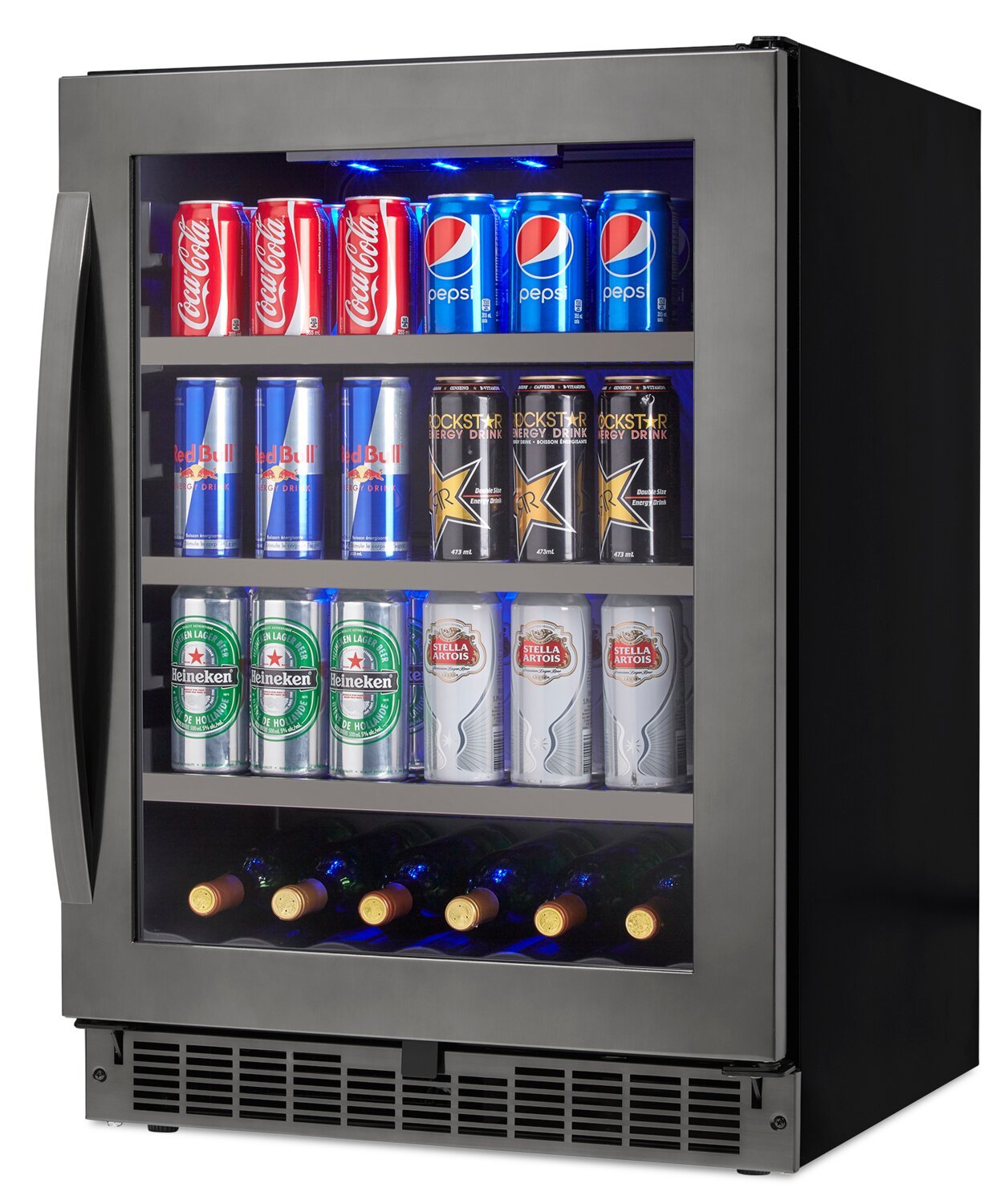 Silhouette Prague 23.9 5.6 Cu. Ft. Single-Door Beverage Centre - Black Stainless - SSBC056D3B-S | Refroidisseur à boissons Prague de Silhouette de 5,6 pi³ et de 23,9 po à 1 porte - acier inoxydable …