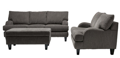 Made in Canada Nofia 58 Chenille Fabric Loveseat with Two Accent Pillows and Wood Legs - Charcoal Grey | Causeuse Nofia de 58 po fabriquée au Canada en tissu de chenille avec 2 coussins décoratifs et pattes en bois - gris anthracite