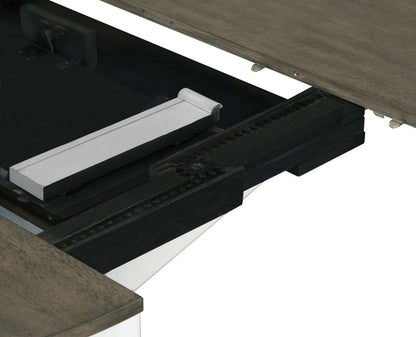 Table de salle à manger Brook avec rallonge 42-54 W, ronde - Blanc/Marron | Table de salle à manger ronde Brook de 42 po à 54 po (L) avec rallonge - blanche et brune