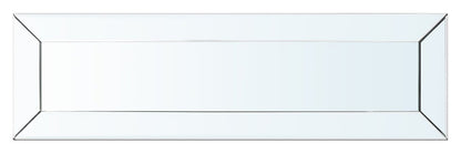 Berni 47.4 Glam Mirror &amp; Glass Top Sofa Table with Shelf - Silver Metal with Diamond Look Legs|Table de salon somptueuse Berni de 47,4 po avec dessus en miroir et en verre et tablette - métal argenté avec pattes à apparence de diamant