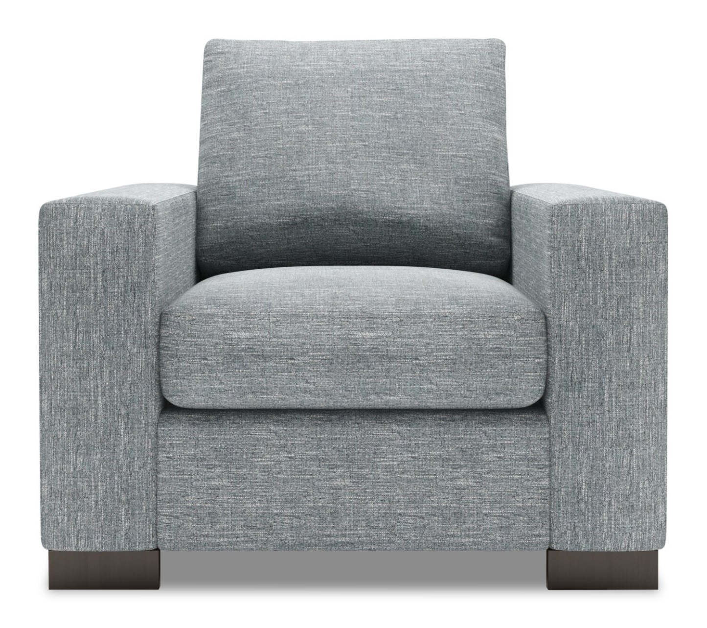 Fauteuil Track de Sofa Lab personnalisable de 38 po fabriqué au Canada en tissu d'apparence lin avec accoudoirs rectilignes - gris Luna Pewter | TR302291