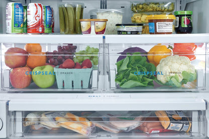 Réfrigérateur Frigidaire de 36 po et de 27,8 pi³ à profondeur standard à portes françaises - blanc - FRFS2823AW | Frigidaire 36 27,8 pi³ Réfrigérateur à portes françaises de profondeur standard - blanc …