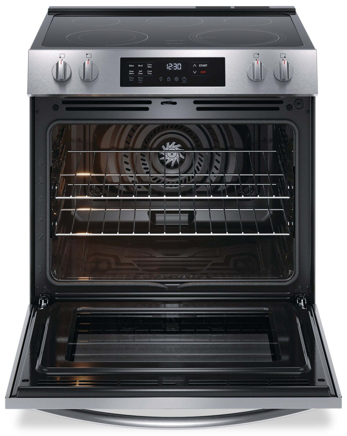 Cuisinière électrique Frigidaire de 5,3 pi³ avec élément EvenTemp™ et cuisson par convection - acier inoxydable -… | Frigidaire 5,3 Cu. Fort. Cuisinière électrique avec élément EvenTemp™ et cuisson par convection - Acier…