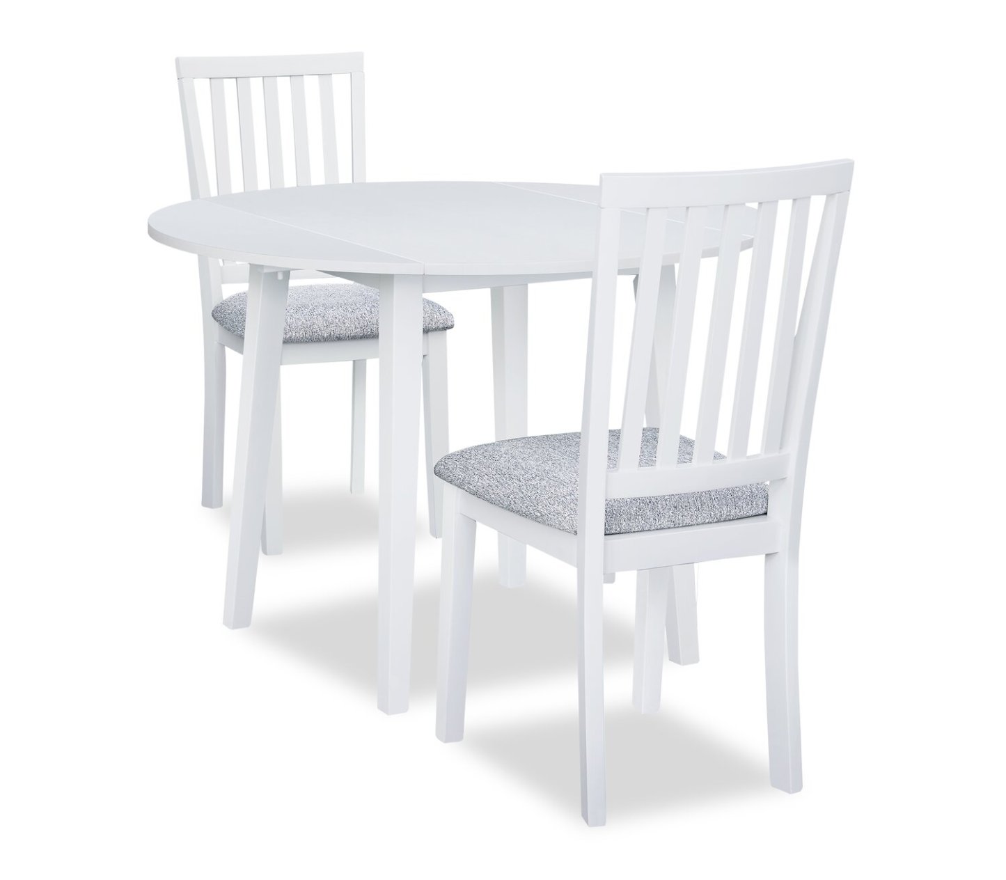 Ensemble de salle à manger Bryn 3 pièces avec 42 tables à abattant et 2 chaises, tissu - bicolore blanc et gris | Ensemble de salle à manger Bryn 3 pièces avec table de 42 po à abattant et 2 chaises - deux teintes, blanc et gris