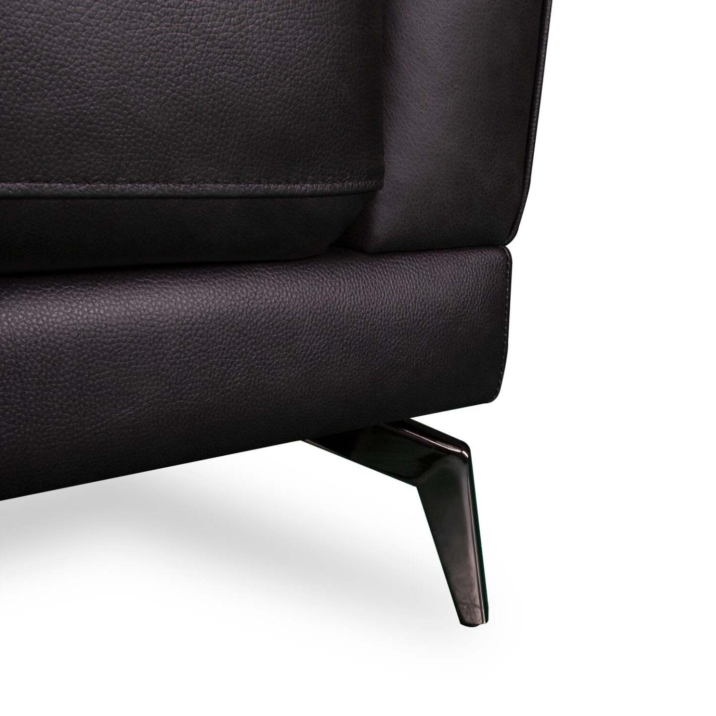 Chaise Melrose 36,5 en cuir véritable de première qualité avec pieds en métal - Noir | Fauteuil Melrose de 36,5 po en cuir de qualité supérieure avec pattes en métal véritable - noir