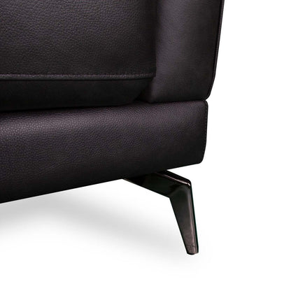 Chaise Melrose 36,5 en cuir véritable de première qualité avec pieds en métal - Noir | Fauteuil Melrose de 36,5 po en cuir de qualité supérieure avec pattes en métal véritable - noir