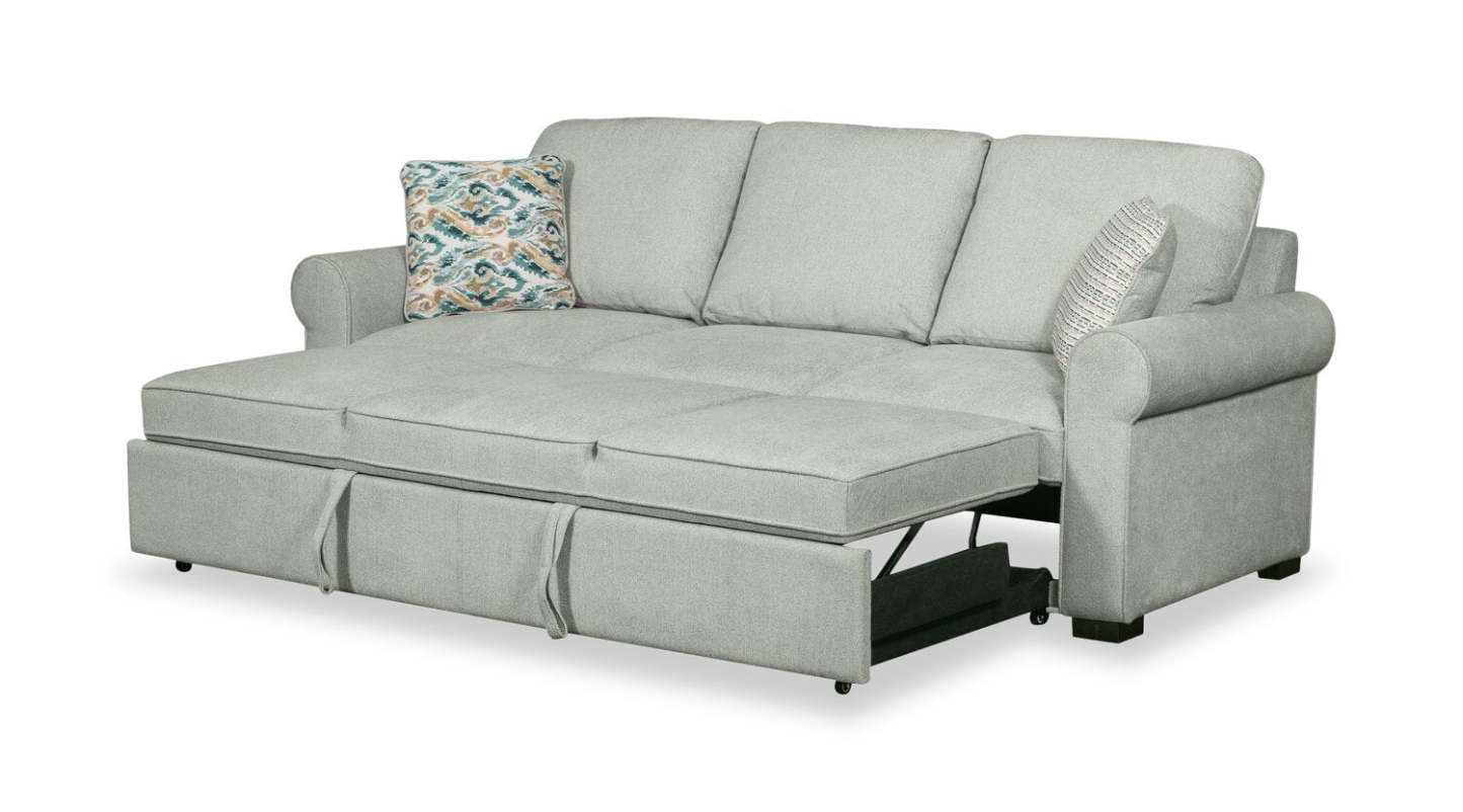 Scott Living Haven 96 Sofa-lit en tissu de chenille avec pattes en bois - bleu écume de mer