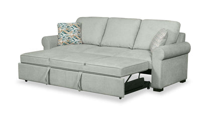 Scott Living Haven 96 Sofa-lit en tissu de chenille avec pattes en bois - bleu écume de mer