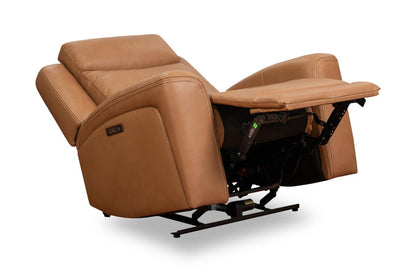 Scott Living Prescott 42.5 Genuine Leather Power Reclining Chair with Power Headrest - Butternut Brown | Fauteuil inclinable électrique Prescott de Scott Living de 42,5 po en cuir véritable avec appuie-tête électrique - brun courge musquée