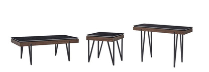 Table de canapé moderne Juno 48 avec plateau en pierre frittée - Noir | Table de salon moderne Juno de 48 po avec dessus en pierre frittée - noire