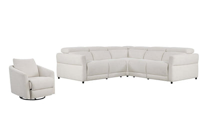 Sofa sectionnel à inclinaison électrique Aspen de Cindy Crawford Home 3 pièces avec appuie-têtes réglables et port USB - albâtre