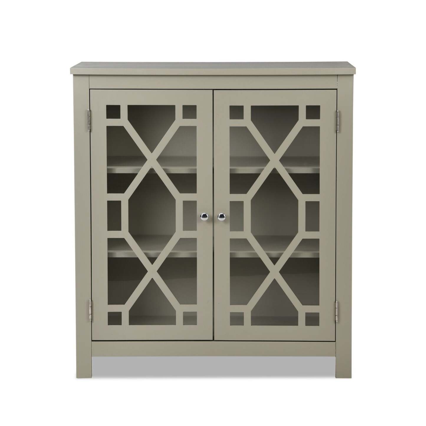 Armoire d'appoint Clary 31,5 avec portes en verre - Gris|Armoire décorative Clary de 31,5 po avec portes en verre - grise