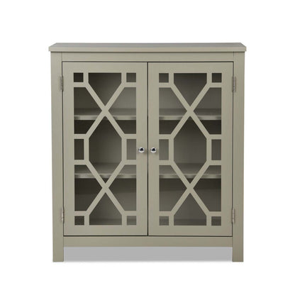 Armoire d'appoint Clary 31,5 avec portes en verre - Gris|Armoire décorative Clary de 31,5 po avec portes en verre - grise