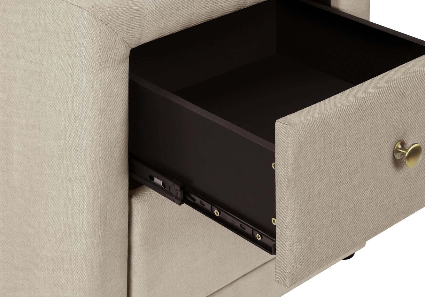 Table de nuit rembourrée à 2 tiroirs Zara, 20,5 L x 20,75 H - Beige | Table de nuit rembourrée Zara de 20,5 po (l) x 20,75 po (H) à 2 tiroirs - beige