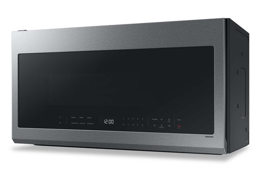 Samsung 2,1 Cu. Fort. Micro-ondes à hotte intégrée avec 400 CFM et affichage LED - Acier inoxydable - ME21DG… | Quatre à micro-ondes à hotte intégrée Samsung de 2,1 pi³ avec 400 pi³/min et affichage à DEL - acier i…