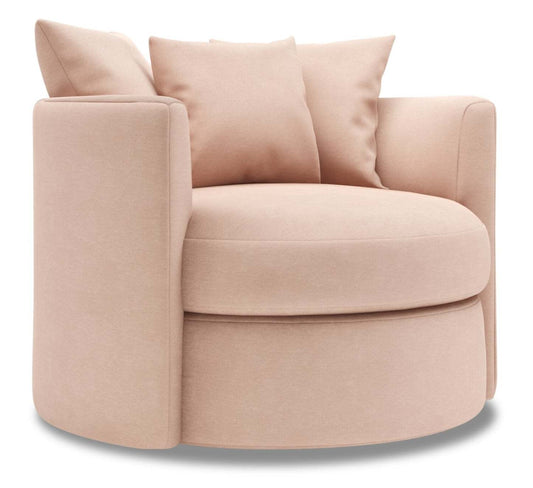 Fauteuil d’appoint pivotant Nest de Sofa Lab de 41 po fabriqué au Canada en tissu d’apparence lin - rose Pax Rose | NEST3249