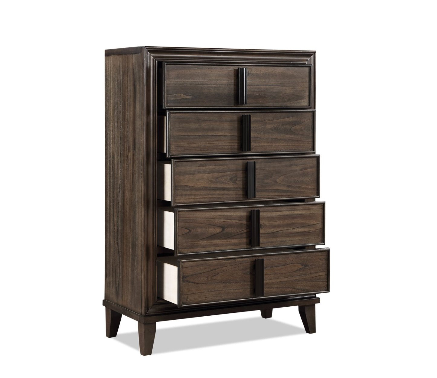 Commode de chambre à coucher Kane, 5 tiroirs, 35,4 L x 53 H - Marron | Commode verticale Kane de 35,4 po (L) x 53 po (H) à 5 tiroirs pour la chambre à coucher - brune
