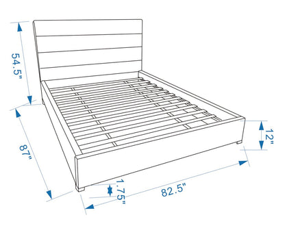 Kort &amp; Co. Lit plateforme rembourré Clay en tissu de cuir végétalien marron, capitonné - King Size | Lit plateforme rembourré Clay de Kort &amp; Co. en tissu de cuir végétalien brun capitonné - format très grand lit
