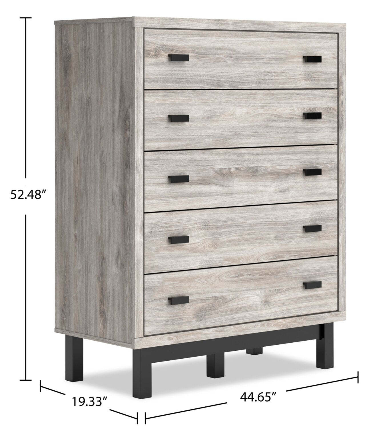 Zen Bedroom Chest of Drawers, 5-Drawer, 44.7W x 52.5H - Grey | Commode verticale Zen de 44,7 po (L) x 52,5 po (H) à 5 tiroirs pour la chambre à coucher - grise
