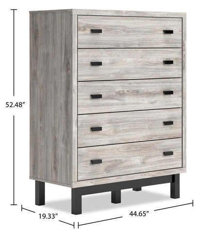 Zen Bedroom Chest of Drawers, 5-Drawer, 44.7W x 52.5H - Grey | Commode verticale Zen de 44,7 po (L) x 52,5 po (H) à 5 tiroirs pour la chambre à coucher - grise