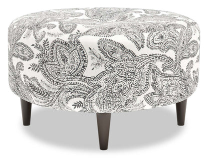 Pouf The Curve 31 en tissu, motif dalmatien multicolore, fabriqué au Canada | CURV1150