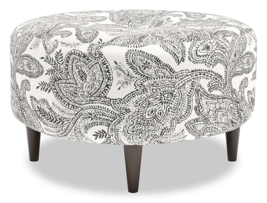 Pouf The Curve 31 en tissu, motif dalmatien multicolore, fabriqué au Canada | CURV1150