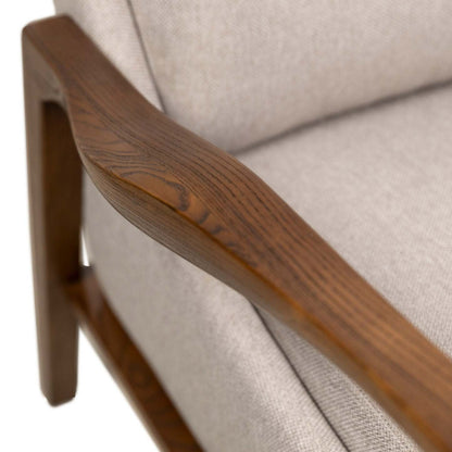 Echo 27,95 Chaise d'appoint en tissu avec accoudoirs et pieds en bois - Beige | Fauteuil d'appoint Echo 27,95 po en tissu avec accoudoirs et pattes en bois - beige