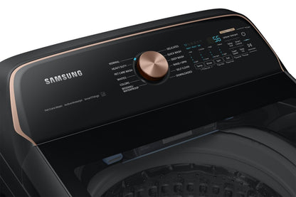 Laveuse haute efficacité Samsung à chargement par le haut de 6,2 pi³ - acier inoxydable noir - WA54CG7550AVA4 | Samsung 6,2 Cu. Fort. Laveuse haute efficacité à chargement par le haut - Acier inoxydable noir - WA54C…