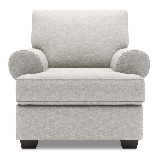 Fauteuil Roll de Sofa Lab de 42 po fabriqué au Canada en tissu de chenille avec accoudoirs enroulés - argenté Luxury Silver | RO302793