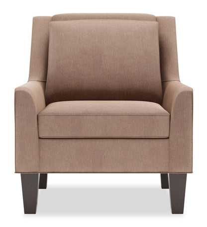 Fauteuil d’appoint club Sofa Lab personnalisable en tissu d’apparence lin de 29 po avec pattes en bois - brun Pax Wicker | CLUB3349