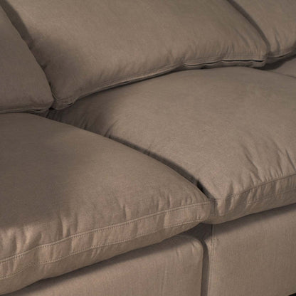 Causeuse modulaire Eclipse de 86 po en tissu d’apparence lin avec coussins réversibles en duvet et plumes - brun ardoise