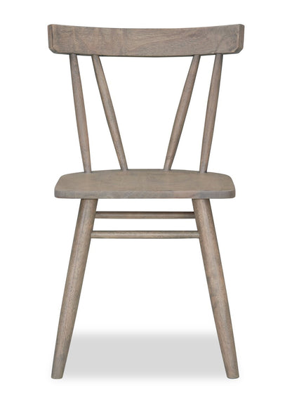 Remi 5pc Dining Set with Table & 4 Slat-Back Chairs, Glass & Wood, 42W Round- Black & Brown | Ensemble de salle à manger Remi 5 pièces en verre et bois avec table ronde de 42 po (L) et 4 chaises à dossier à lattes - noir et brun