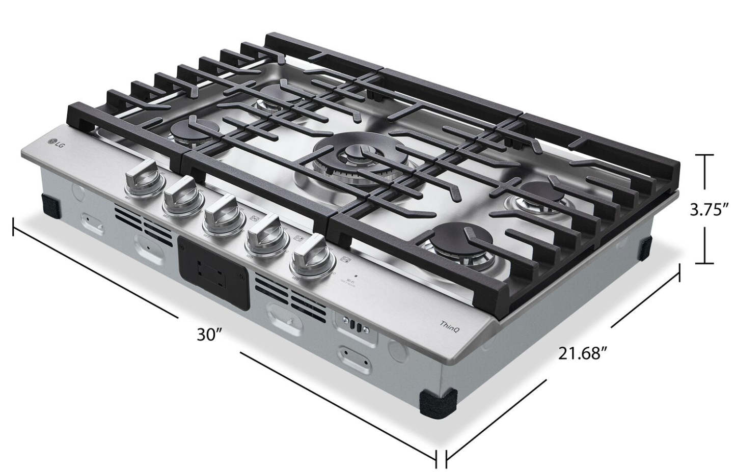 Table de cuisson au gaz LG 30 à 5 éléments - Acier inoxydable anti-taches - CBGJ3027S | Table de cuisson à gaz LG de 30 po à 5 éléments - acier inoxydable résistant aux taches - CBGJ3027S