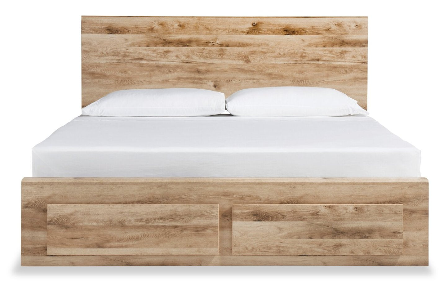 Lit de rangement Derekson avec 2 tiroirs intégrés au pied du lit, naturel - format grand lit | Derekson Storage Bed with 2 Built-In Footboard Drawers, Natural - Queen Size