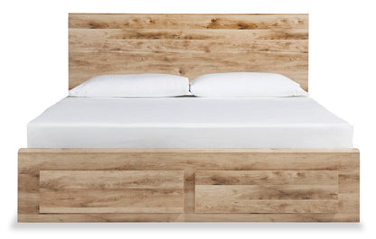 Lit de rangement Derekson avec 2 tiroirs intégrés au pied du lit, naturel - format grand lit | Derekson Storage Bed with 2 Built-In Footboard Drawers, Natural - Queen Size