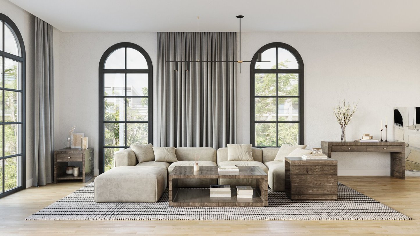 Avalon 16” Table de fauteuil moderne en bois massif avec tablette - brune