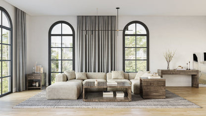 Avalon 16” Table de fauteuil moderne en bois massif avec tablette - brune