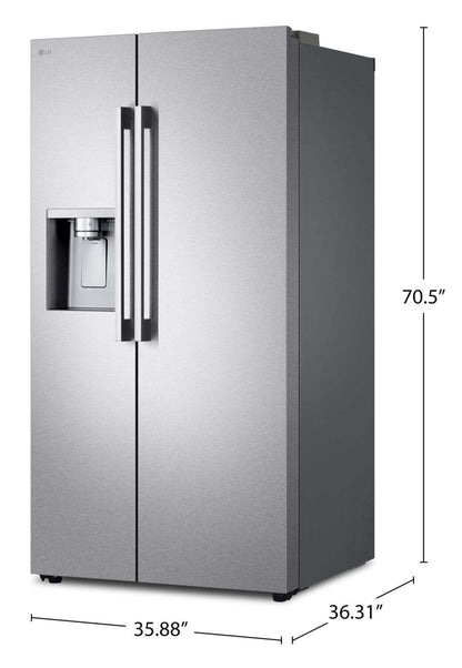 LG 36 27 Cu. Ft Side by Side Refrigerator - Fingerprint Resistant Stainless Steel - LL27T3530S  | Réfrigérateur LG de 27 pi3 et de 36 po à compartiments juxtaposés - acier inoxydable résistant aux traces de doigts - LL27T3530S
