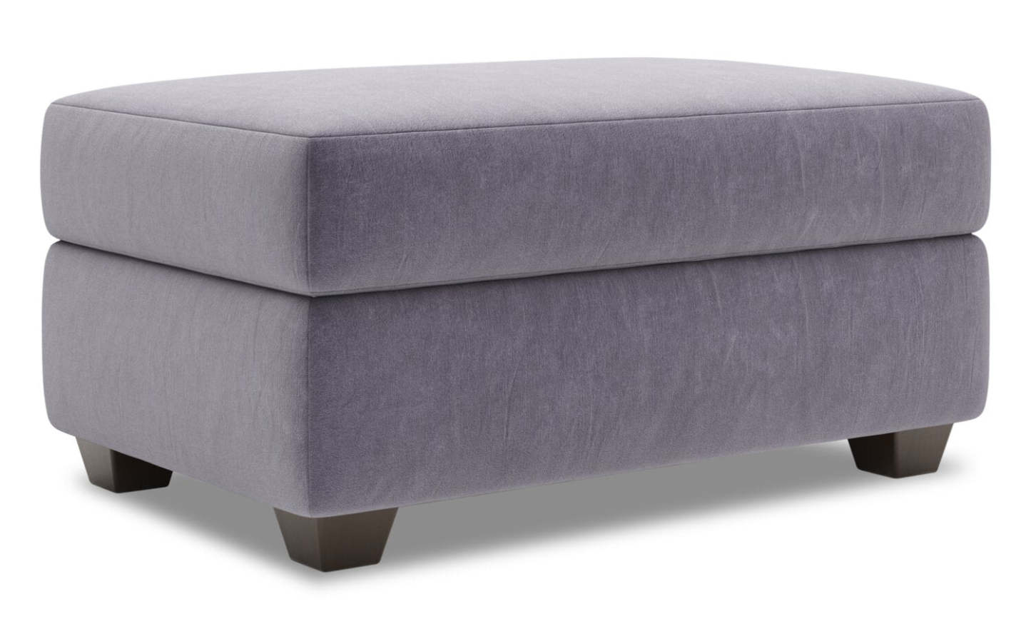Fabriqué au Canada Pouf de rangement personnalisable The Trunk 39 en tissu de velours - gris Granite Grey | Pouf de rangement The Trunk de Sofa Lab de 39 po fabriqué au Canada en tissu de velours - gris Granite Grey | TRUN3388
