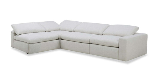 Sofa sectionnel modulaire Sky 4 pièces en tissu avec fauteuil à inclinaison électrique et coussins en plumes et duvet - blé Nathan