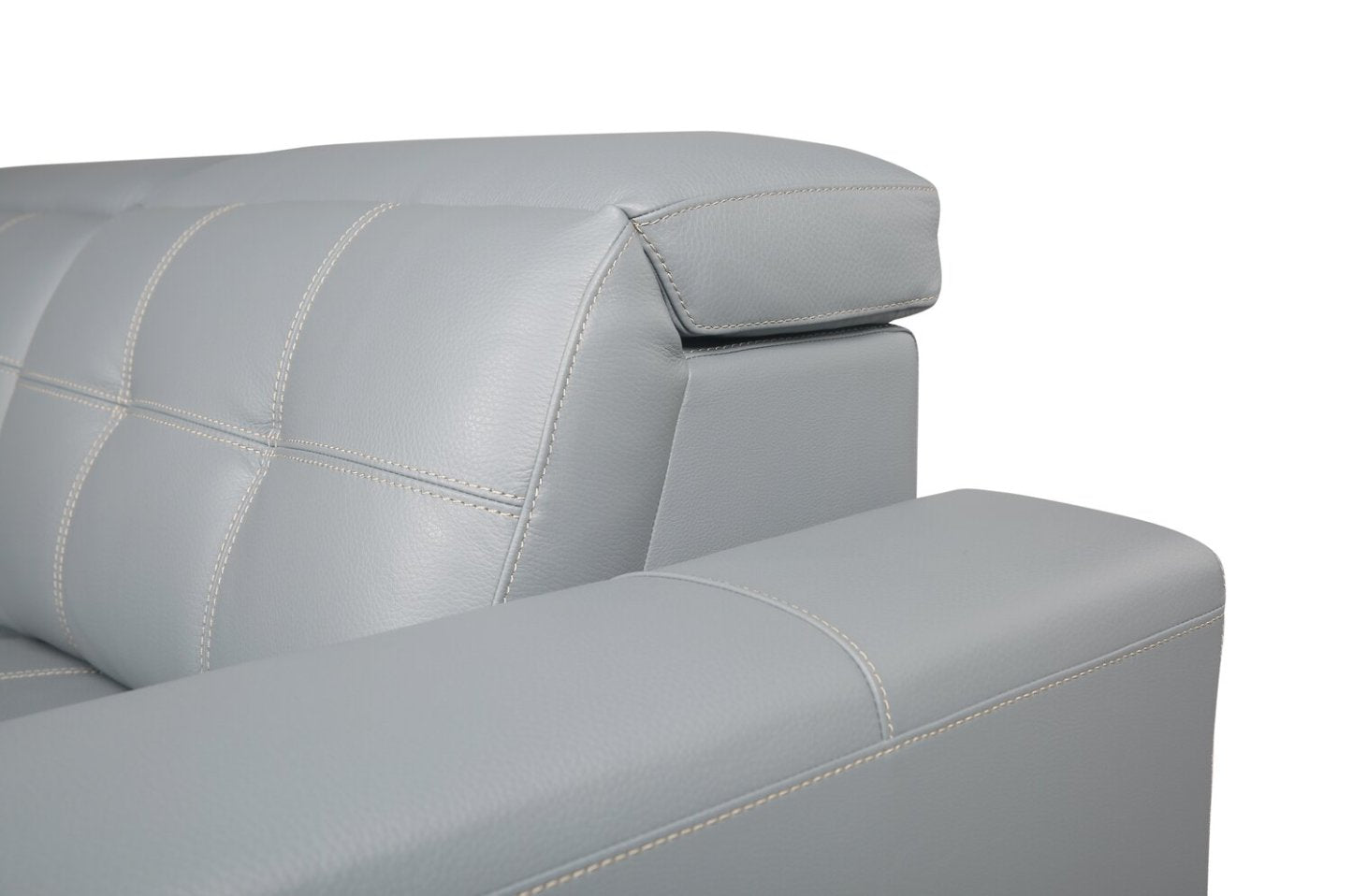 Sofa sectionnel à inclinaison électrique Geneva 3 pièces en cuir véritable avec appuie-têtes électriques et port USB - bleu piscine