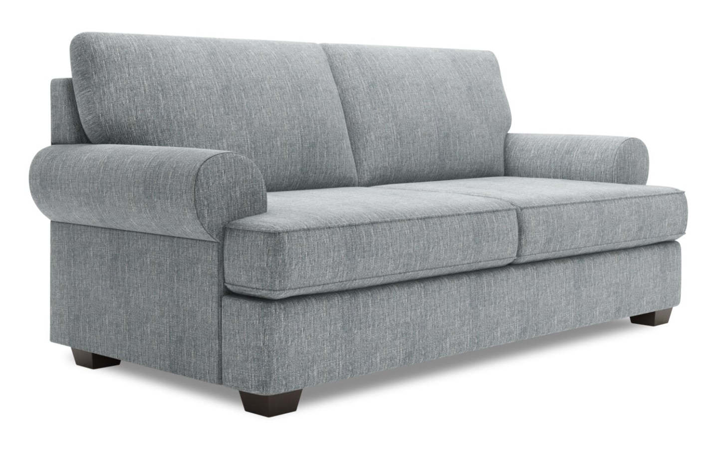 Fabriqué au Canada Canapé Personnalisable Roll 76 Tissu d'apparence Lin Taille Condo avec Accoudoirs Roulés - Gris Luna Pewter | Canapé Roll de Sofa Lab de 76 po de format condo fabriqué au Canada en tissu d’apparence lin - gris Luna Pewter | RO092291