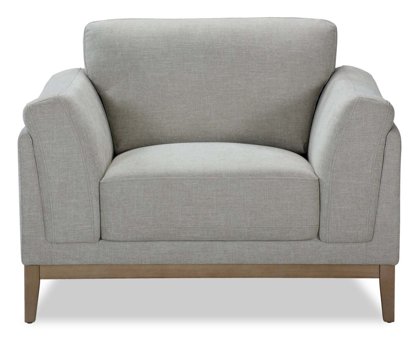 Valley 44 Chaise en tissu avec base et pieds en bois d'hévéa - Sable | Fauteuil Valley de 44 po en tissu avec base et pattes en hévéa - sable