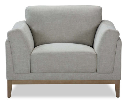 Valley 44 Chaise en tissu avec base et pieds en bois d'hévéa - Sable | Fauteuil Valley de 44 po en tissu avec base et pattes en hévéa - sable