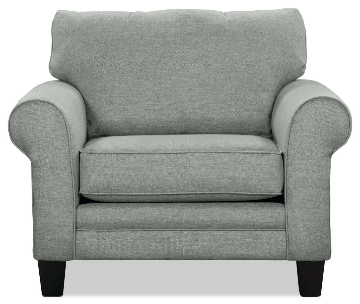 Made in Canada Tula 42 Fabric Chair with Rolled Arms - Mist Grey | Fauteuil Tula de 42 po fabriqué au Canada en tissu avec accoudoirs enroulés - gris brume