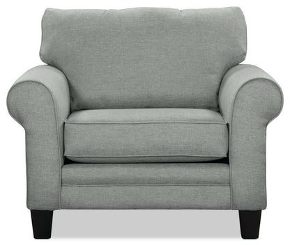 Made in Canada Tula 42 Fabric Chair with Rolled Arms - Mist Grey | Fauteuil Tula de 42 po fabriqué au Canada en tissu avec accoudoirs enroulés - gris brume